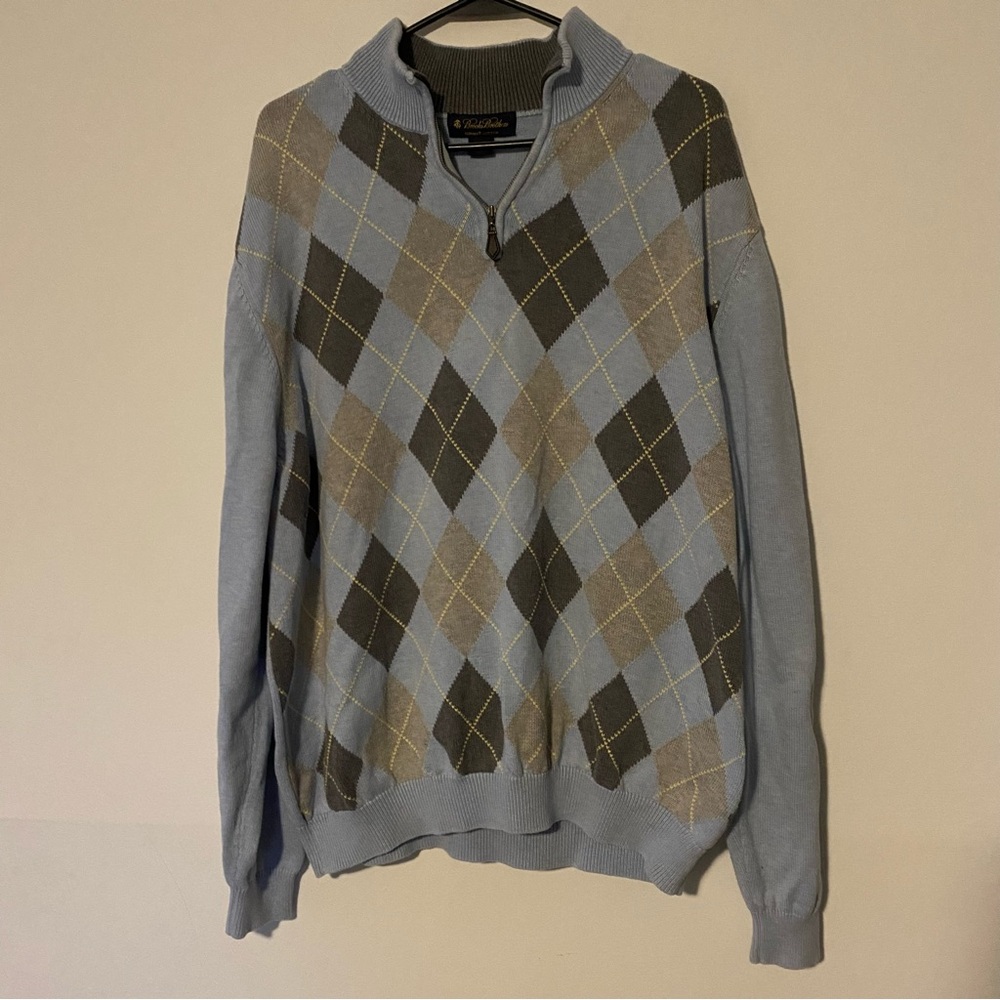 Men's Argyle Sweater - Blue and Gray